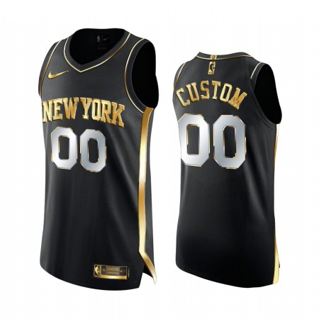 Maillot Basket New York Knicks Personnalisé 2020-21 Noir Golden Edition Swingman - Homme